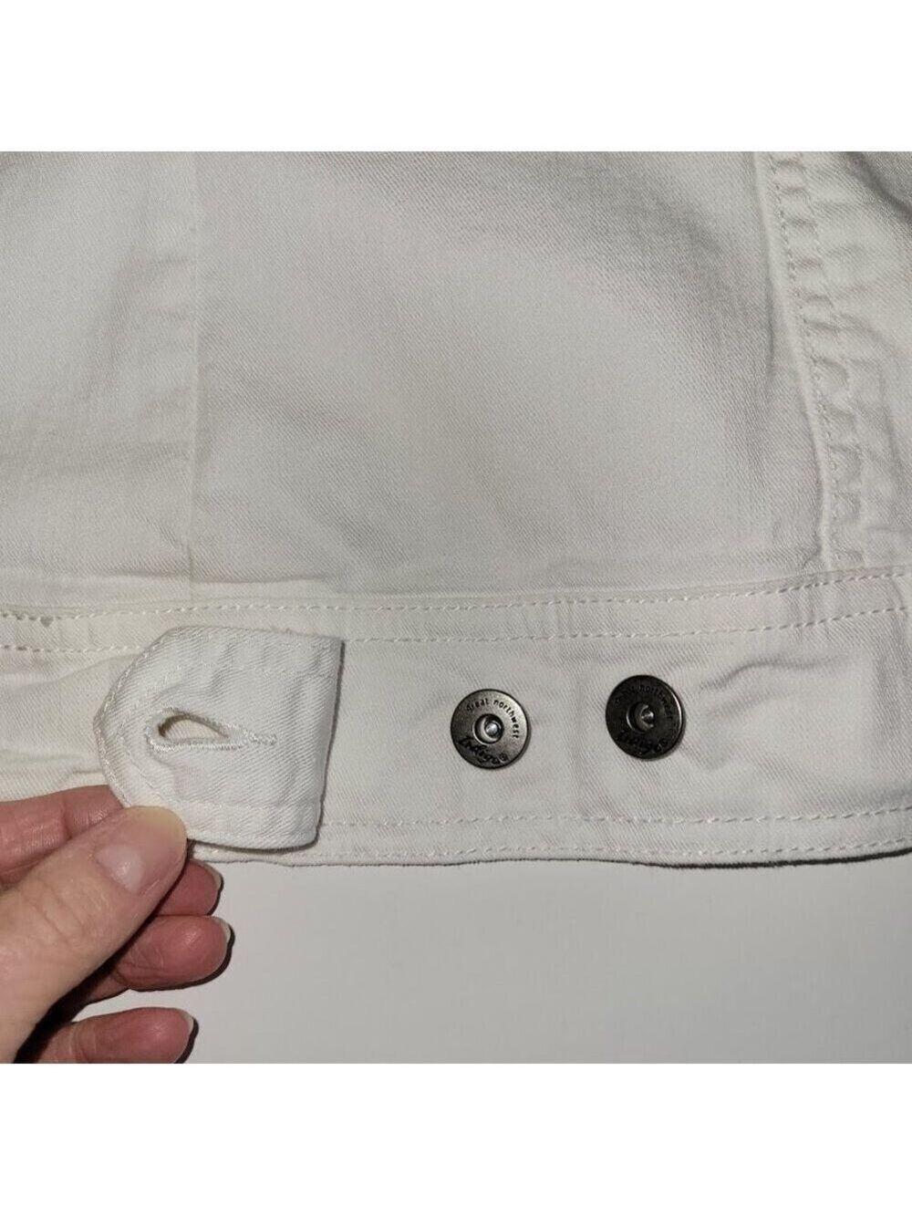 Great Northwest White Jean Jacket Mid Weight Cotton/Spandex Denim Women's SZ M - Picture 10 of 13
